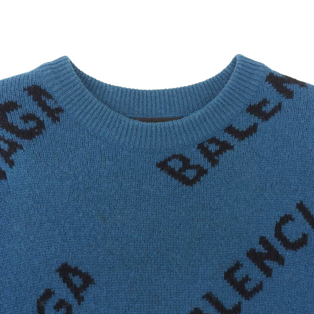 【値下げ】BALENCIAGA ロゴ　ニットセーター バレンシアガ BALENCIAGA ロゴ総柄 ルーズフィットニット