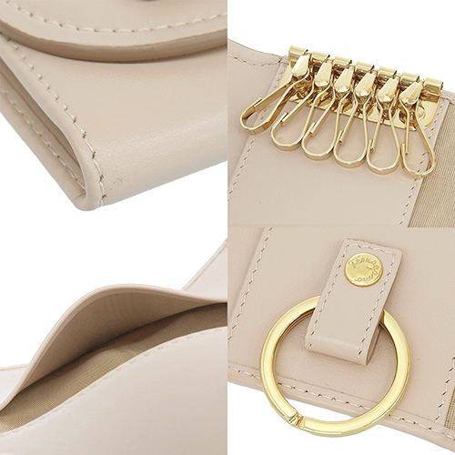 サルヴァトーレフェラガモ キーケース レザー　ベージュ Salvatore Ferragamo ベージュ レザーキーケース
