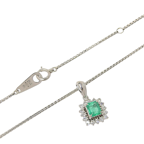 pt900 プラチナ エメラルド ダイヤ ネックレス トップ k18 好きに エメラルド ダイヤモンド ネックレス Pt900プラチナ Pt850
