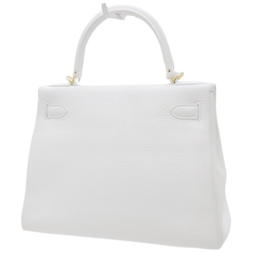エルメス　ホワイト レザー 手袋 パンチングデザイン Hermes Birkin 30 White Clemence Gold Hardware