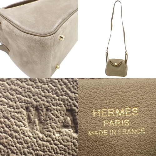 HERMÈS グレージュ38 新品】HERMES(エルメス) リンディミニ W刻印 グリスカイユ