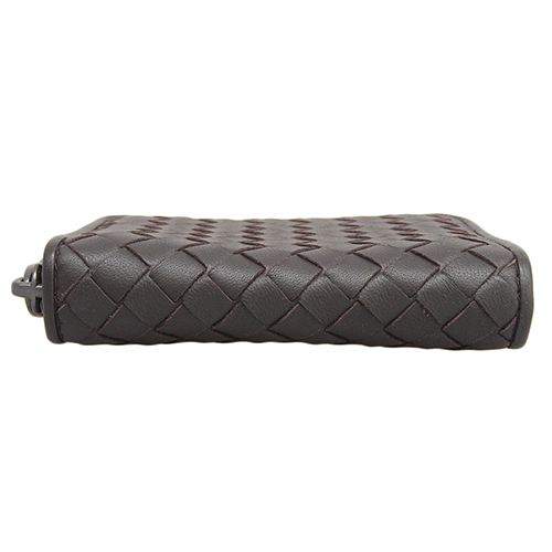 BOTTEGAVENETA(ボッテガヴェネタ) イントレチャート ラウンドジップ カードケース 小銭入れ・コインケース ミニ財布 コンパクト財布 小物  カーフ ダークブラウン焦げ茶 ガンメタル金具 メンズ 40802111124【中古】【アラモード】【fuyu】