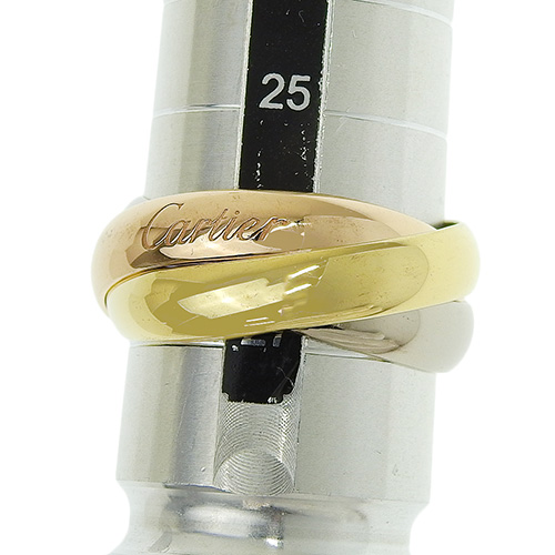 美品 カルティエ トリニティ ラージ リング  K18 YG/WG/PG #60 カルティエ トリニティリング SM #48 ゴールド K18イエロー