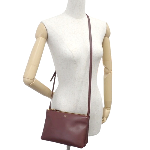 CELINE トリオ バッグ ボルドー CELINE セリーヌ トリオ ラージ ショルダーバッグ ボルドー 瑞穂