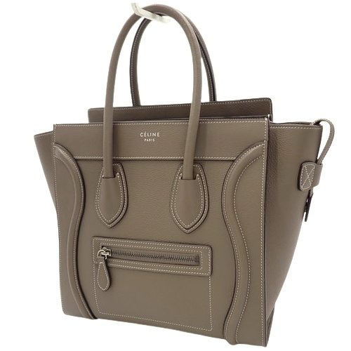 CELINE(セリーヌ) ラゲージ マイクロショッパー ハンドバッグ トートバッグ 旧ロゴ レザー スリ グレージュ シルバー金具 167793DRU.09SO レディース 40802139070【中古】【アラモード】 アラモード