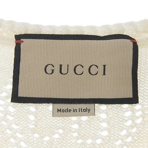 GUCCI(グッチ) GGロゴ 透かし編み ニット トップス アパレル ファッション 半袖 セーター S ウール アイボリー 40802142930【アラモード】 GUCCI(グッチ) GGロゴ 透かし編み ニット トップス アパレル
