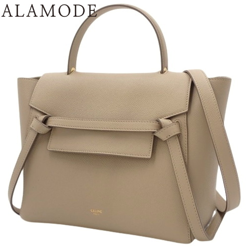 CELINE(セリーヌ) ベルトバッグ ハンドバッグ 2WAY ショルダー 肩掛け 斜め掛け ワンハンドル グレインドカーフスキン ベージュ ライトトープ ゴールド金具 レディース 40802143818【中古】【アラモード】 アラモード