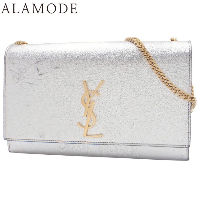 美品✨サンローラン　SAINT LAURENT グレー チェーンショルダーバッグ Yves Saint Laurent イヴサンローラン チェーンショルダーバッグ