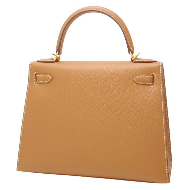 【良品】HERMES エルメス ケリー28 ブラウン ゴールド金具 ハンドバッグ エルメスケリー 28 外縫い ブラウン ゴールド金具 〇S刻印(1989