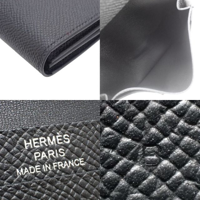 エルメス ベアン ヴォーエプソン カードケース 名刺入れ 定期入れ レディース HERMES(エルメス) ベアンカードケース ブラック黒 ヴォー