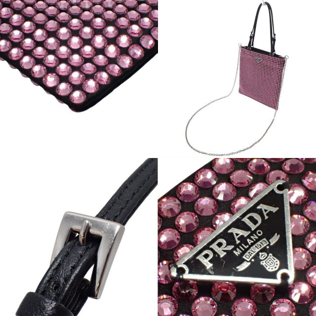 お買い得！！★PRADA/プラダ★クリスタルサテンハンドバッグ 完売必至】プラダ キラキラ華やかなクリスタルサテンバッグ