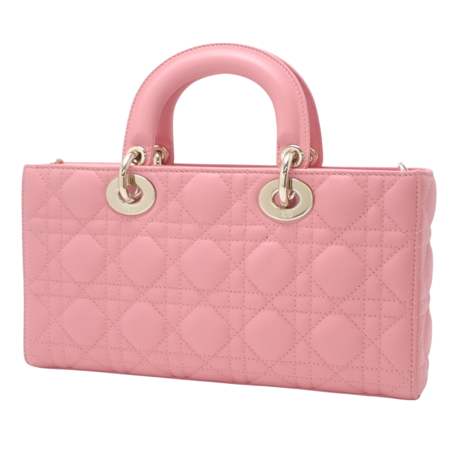 【ディオール】Lady D-Joy バッグ ミディアム　ピンク　ショルダーバッグ DIOR | Lady D-Joy バッグ ミディアム カナージュ ラムスキン