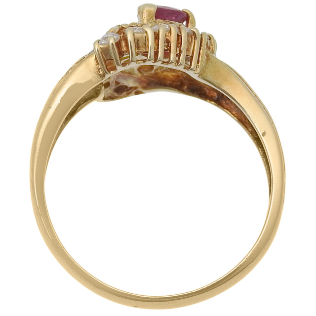 R0.17/D0.76 ルビー ダイヤモンド フラワー リング K18 イエロー