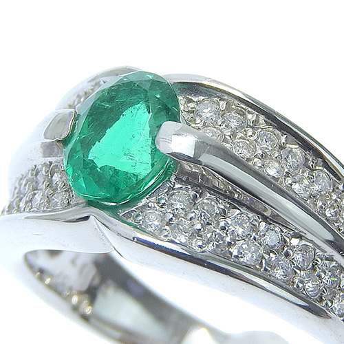 エメラルド　指輪　プラチナ製 エメラルド 0.4ct ダイヤモンド プラチナ リング(指輪)【品質