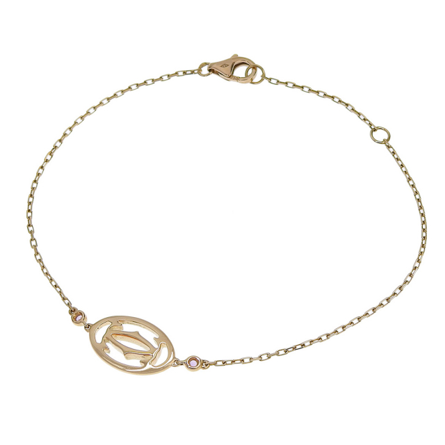 【激レア】 カルティエ　ブレスレット　ゴールド　ロゴ　刻印有り　ヴィンテージ CARTIER(カルティエ) ロゴドゥーブルC ブレスレット ピンク