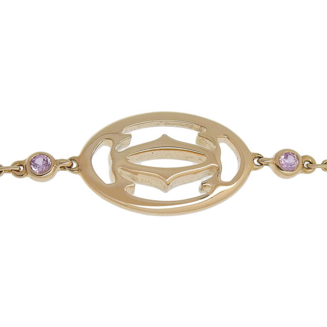 【激レア】 カルティエ　ブレスレット　ゴールド　ロゴ　刻印有り　ヴィンテージ CARTIER(カルティエ) ロゴドゥーブルC ブレスレット ピンク