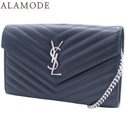 美品⭐︎ サンローラン ショルダーバッグ 本革 チェーンウォレット シルバー Saint Laurent
