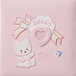 出産祝いに 名入れベビーアルバム★ナカバヤシアルバム  [ハートフルベア・ピンク]（アH-LB-701-P）|