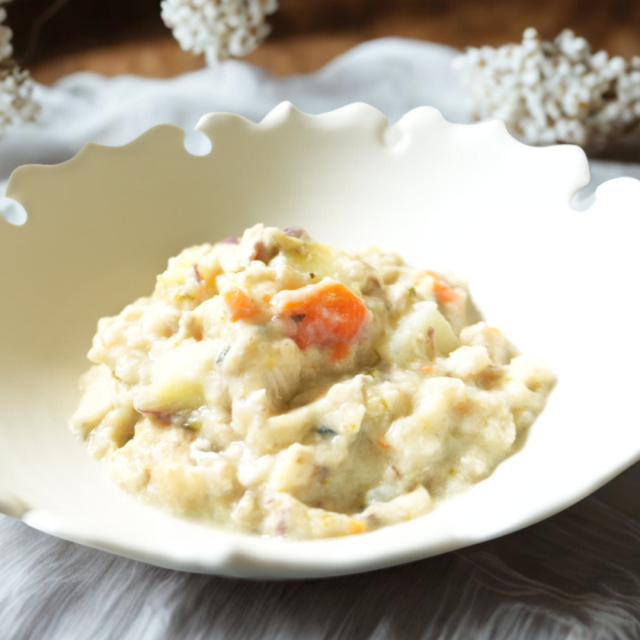 鯖と鶏のオーツ麦リゾット２