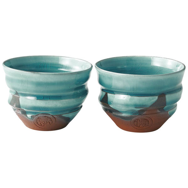 仁秀　ペルシャ釉・手挽きフリーカップペア