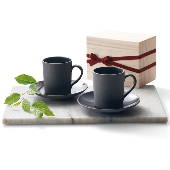 京都 きらら坂 清水焼 漆黒 (しっこく) ペアコーヒー KL-5005 引出物 結婚 出産 新築 御祝 ギフト プレゼント ランキング 贈答品 贈り物 食器 和陶器 コーヒーカップ セット 人気 通販 誕生日 母の日 父の日 敬老の日 クリスマス