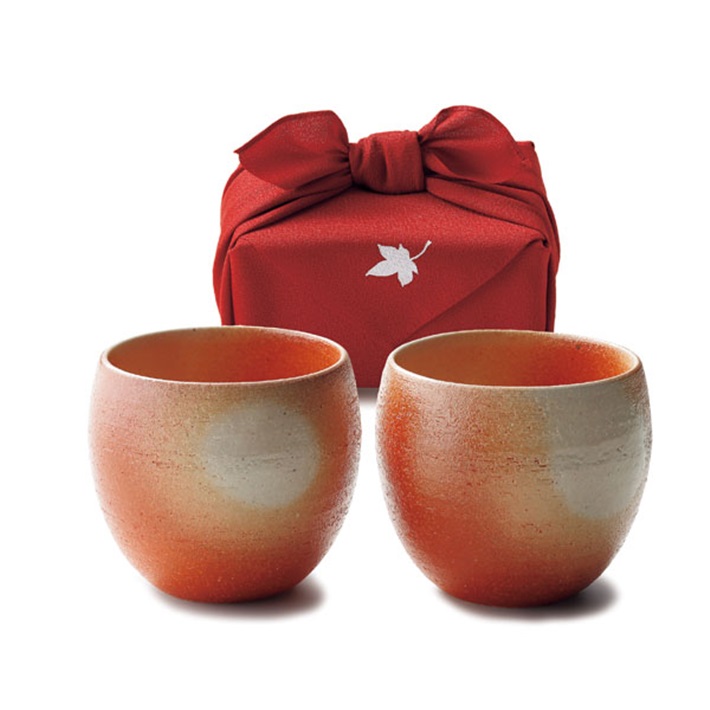 きらら坂全シリーズ取扱い中　信楽焼　‐緋色　マルチ碗ペア