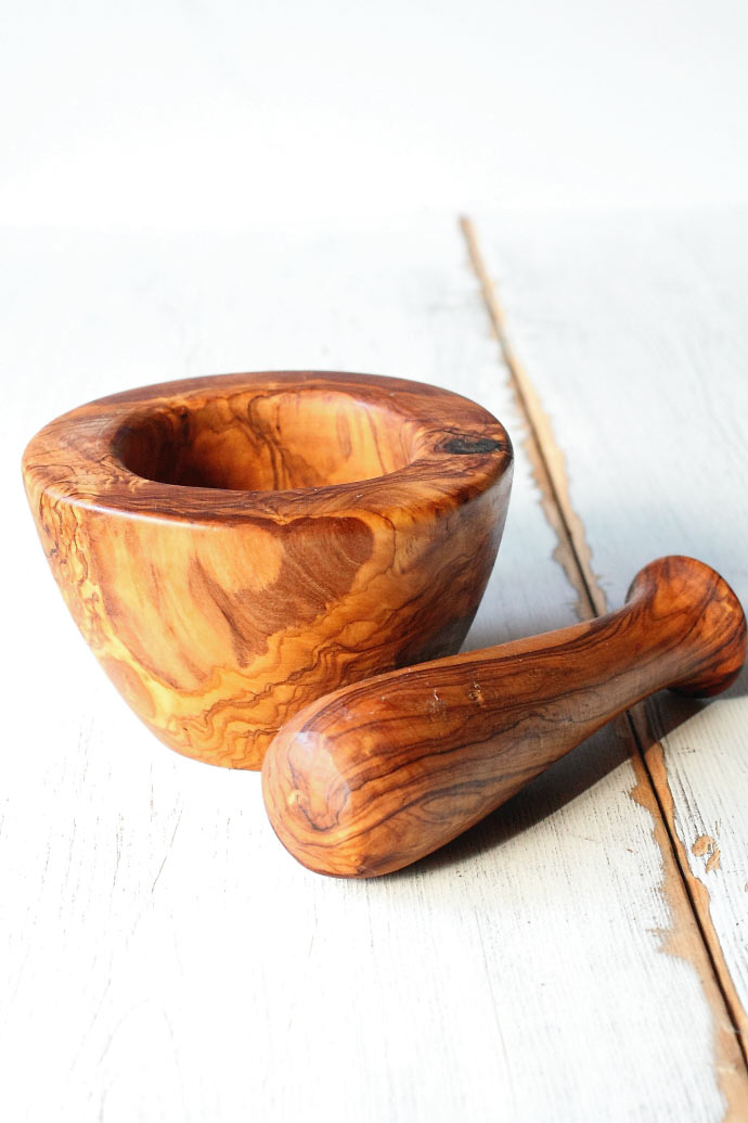 オリーブの木で作られたモルタル (すり鉢) イタリア製 (Italian Mortar made by Olive Wood) 商品