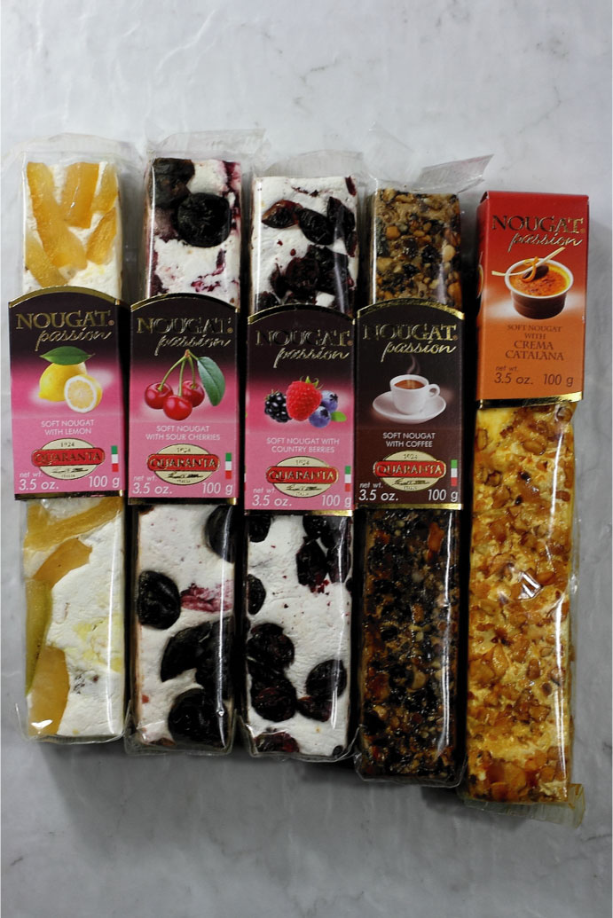 ソフト・ヌガー ドルチェ & フルーツ 5種5本セット 500g クアランタ社 イタリア産 (Italian Soft Nougat Fruit & Dolce set by Quaranta)