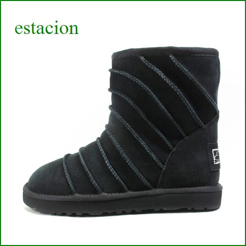 エスタシオン靴 estacion et20148bl　ブラック　【ハッピー気分で歩きましょ。・ ぽかぽか暖かい〜　エスタシオン しましまムートンブーツ】