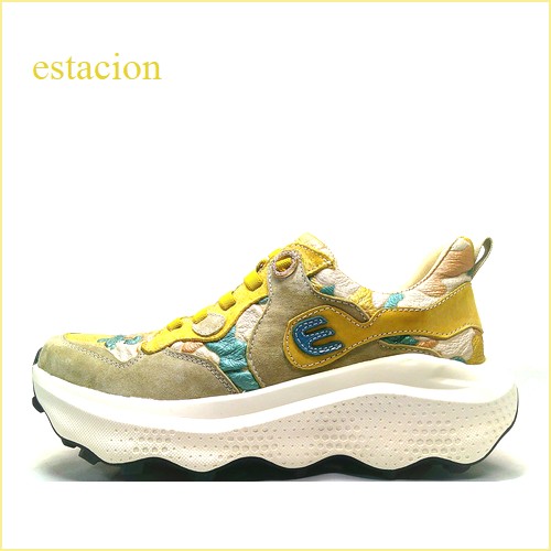 エスタシオン靴  estacion   et2503bg　 ベージュ　【可愛いお花模様・楽なふわふわクッション・エスタシオン靴　厚底スニーカー】