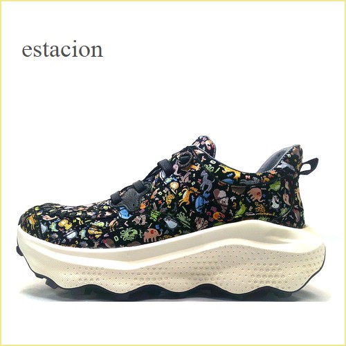 エスタシオン靴  estacion   et2505bl　 ブラック　【可愛い動物がいっぱい・楽なふわふわクッション・エスタシオン靴　厚底スニーカー】
