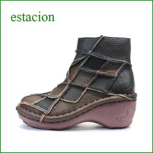 エスタシオン靴  estacion  et088bl　ブラックコンビ　【ヒールアップがデビュー！！エスタシオン靴　すごく可愛いカラフル・ブーツ】