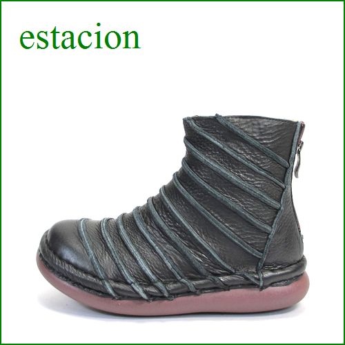 エスタシオン靴  estacion  et50bl　ブラック　【可愛いまん丸デザイン・・ふわふわクッションで歩こう・・エスタシオン靴　 しましまブーツ】
