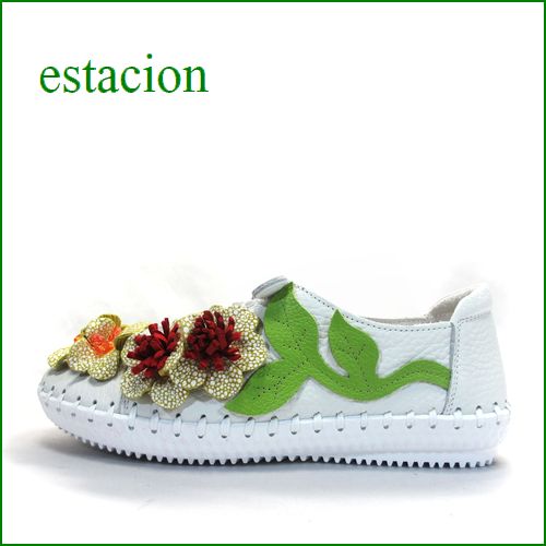 エスタシオン靴  estacion　etn206ivye　アイボリー　【かわいいお花が咲いている。。クニュッと曲がるソール・・・エスタシオン．．花花スリッポン】