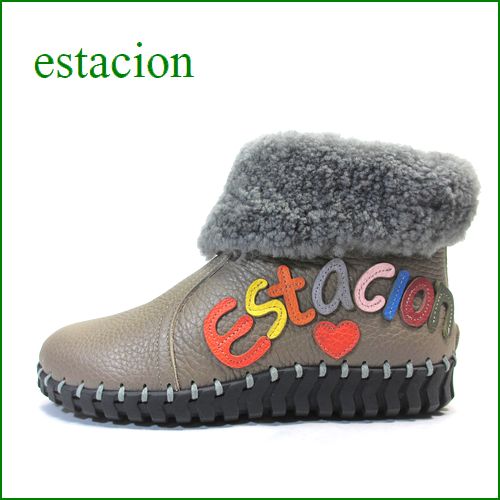 エスタシオン靴  estacion　etn616dok　ダークオ―ク　【クニュッ..と曲がる ソールがナイスっ！！かわいいモコモコムートン。。横にＥＳＴＡＳＩＯＮ アンクルブーツ】