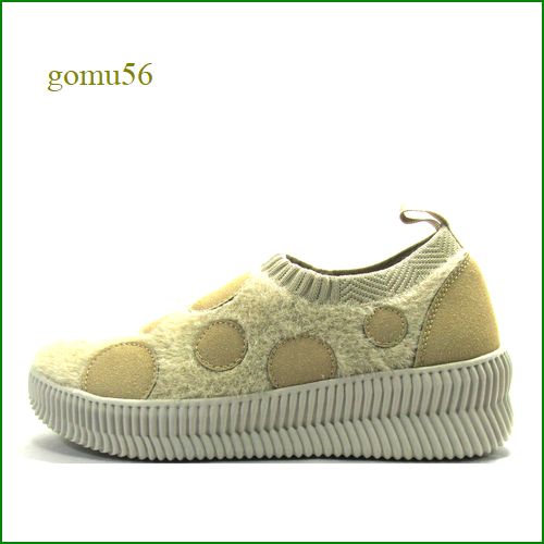 Gomu56  ゴムゴム　gm8024bg  ベージュ  【軽量ソールでどんどん歩こう！締め付けないのがいい Gomu56  甲高幅広・水玉スリッポン】