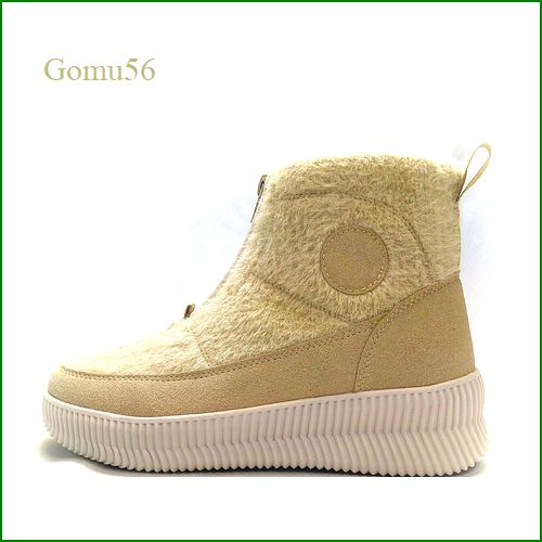 Gomu56  ゴムゴム　gm8562bg  ベージュ  【軽量ソールでどんどん歩こう！締め付けないストレッチ Gomu56  センターファスナーブーツ】
