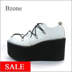 【 SALE 】Bzone  bz812wt　アンティークオフホワイト　【訳あり商品】【極・厚底ソール！！Ｂｚｏｎｅ　すごく可愛い 丸まるマニッシュ】