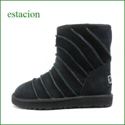 エスタシオン靴 estacion et20148bl　ブラック　【ハッピー気分で歩きましょ。・ ぽかぽか暖かい〜　エスタシオン しましまムートンブーツ】