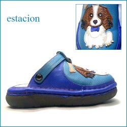 エスタシオン靴  estacion   et2411Bbuc　 ブルー　【可愛いワンちゃん・・楽なふわふわクッション・エスタシオン靴　横幅広いサボ】