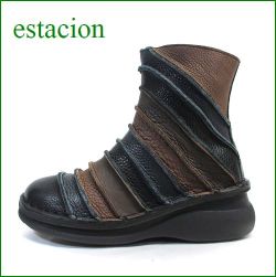 エスタシオン靴  estacion  et107bl　ブラックコンビ　【新・ソールで登場！！エスタシオン靴　 可愛いコンビカラ―の・・しましまブーツ】