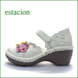 エスタシオン靴  estacion  et140iv　アイボリー　【ポイントはカカト！可愛いフラワーカット。。エスタシオン靴・・お花の ワンベルト】