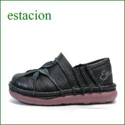 エスタシオン靴  estacion   et199bl　 ブラック　【可愛いお花が咲いている・・楽なふわふわクッション・エスタシオン靴　横幅広いスリッポン】