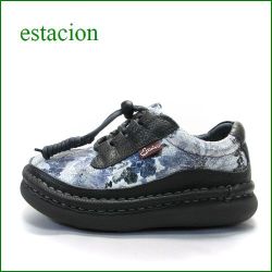 エスタシオン靴 estacion et256gy  グレイ　【新鮮キラキラお花・・・フワッと感じるお座布なクッション。。エスタシオン靴・・玉ひもマニッシュ】