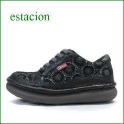 エスタシオン靴 estacion et259bl  ブラック　【フワッと感じるお座布なクッション。。新鮮・和柄のお花。。エスタシオン靴・・ごむごむマニッシュ】