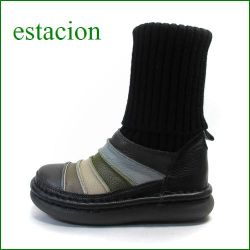エスタシオン靴  estacion  et268bl　ブラックマルチ　【長さをアレンジしましょ！可愛いニット 。。エスタシオン・・しましまブーツ】