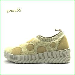 Gomu56  ゴムゴム　gm8024bg  ベージュ  【軽量ソールでどんどん歩こう！締め付けないのがいい Gomu56  甲高幅広・水玉スリッポン】