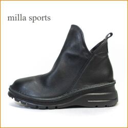 ミラスポーツ  Milla Sports mi7058bl ブラック　【どんどん歩けるラバーソール・・ソフトな仕上がりレザー・MILLA SPORTS・シンプルショート】