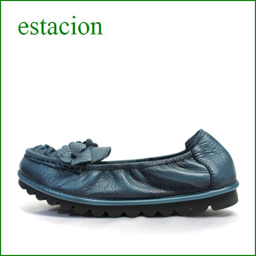 花パピエ エスタシオン靴 estacion etn2029bu ブル― 【 馴染むレザーと