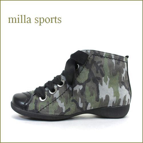 milla sports　ミラスポーツ　mi3303ka　黒カモフラ　【新鮮・ラウンドソールで・・楽らく 歩き放題・・millasports・可愛いひもひもアンクル】